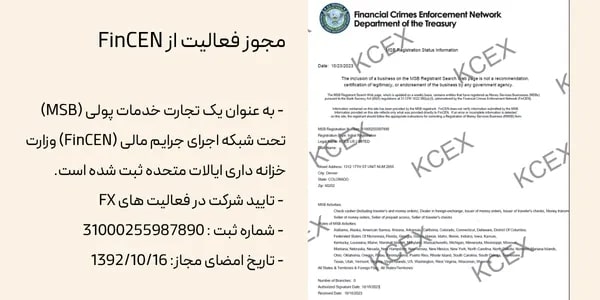 مجوزهای صرافی KCEX